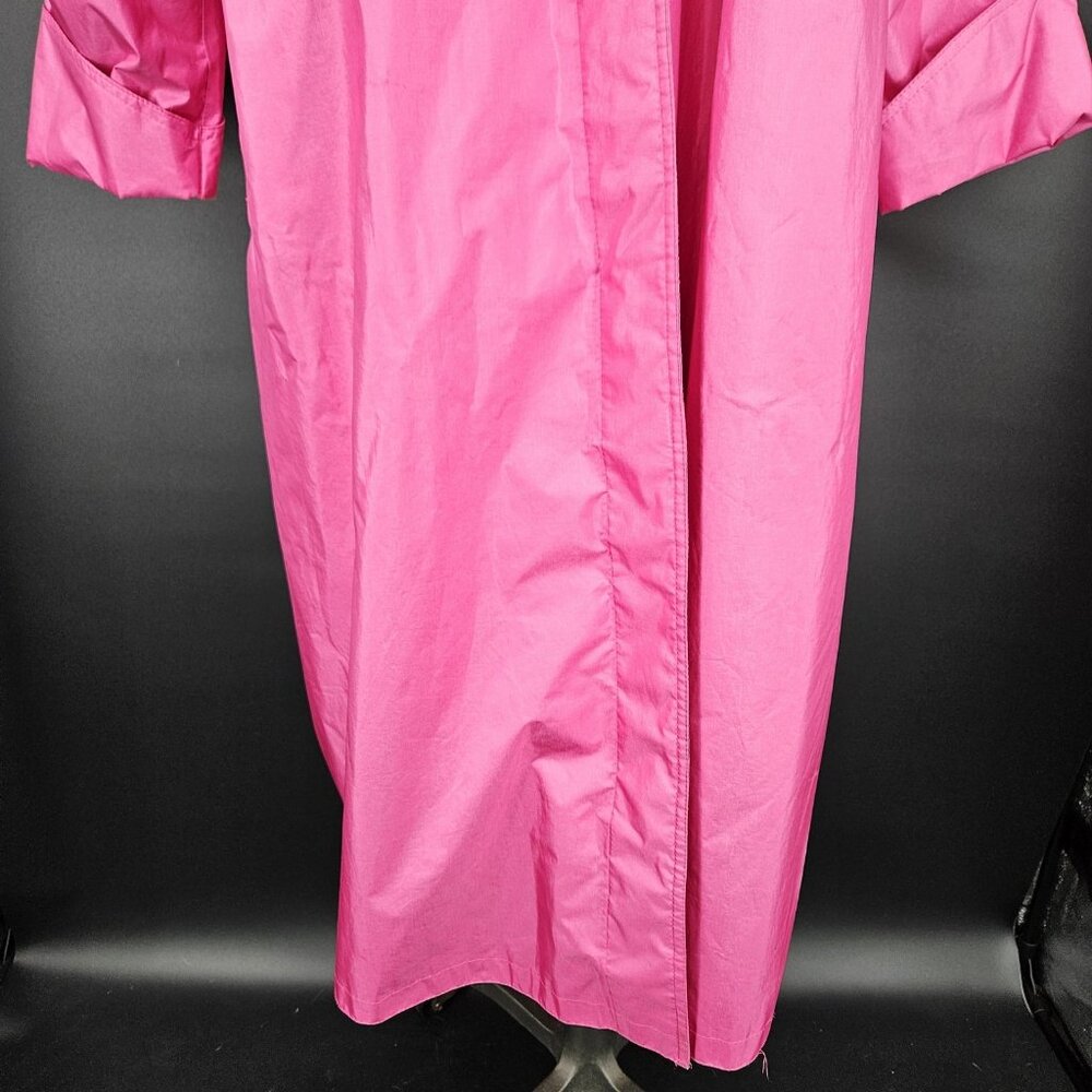 Vintage Trench Long Rain Jacket Coat Womens 12 Pink Rubberized Belted 80s Formal - Picture 4 of 16